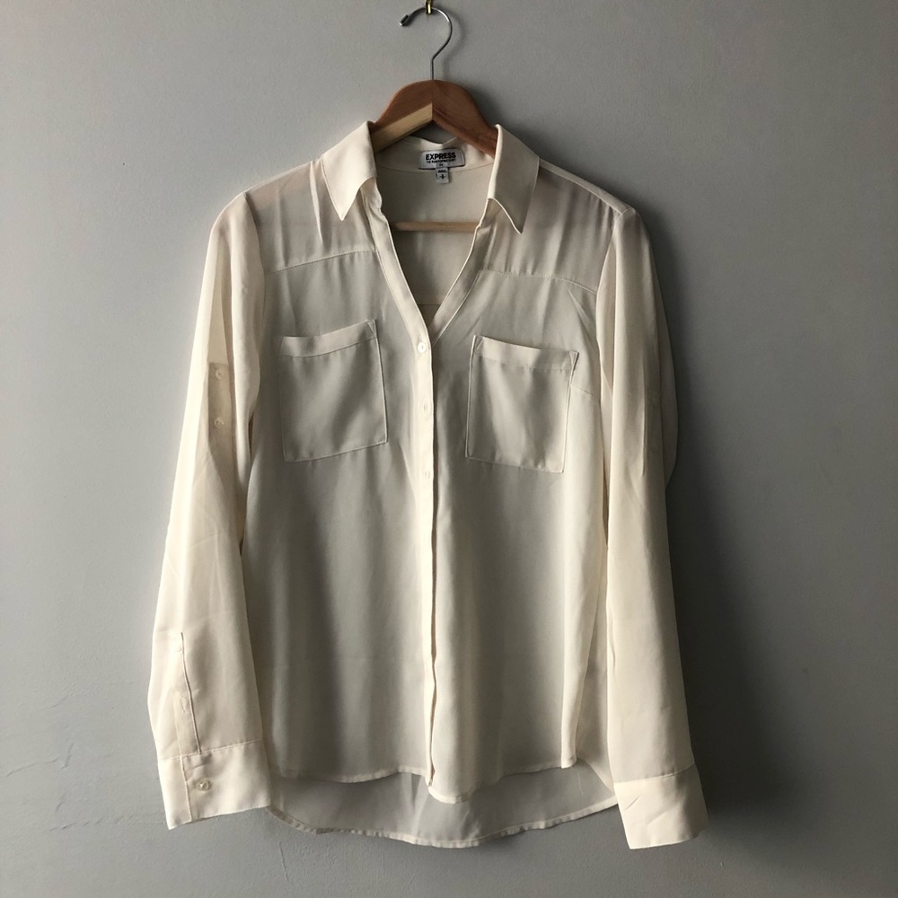 Express Portofino Slim Fit, White Blouse